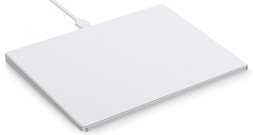 Seenda Upgraded Touchpad for Windows 10/11, External Wired Thin Aluminium USB Trackpad 6.3 Inches with Tempered Glass 7H Multi-Touch Pad for PC/Computer/Laptop/Desktop/Notebook, White and Silver