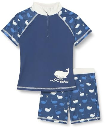 Playshoes Unisex Kinder UV-Schutz Bade-Set zweiteilig Schwimmshirt Badeshorts Badebekleidung, Wal, 110/116