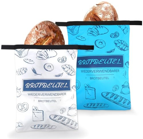 CHRI Wiederverwendbare Brotbeutel 2 STK, 30 x 43cm Brotbeutel Aufbewahrung Frischhalten, Brottüten Gefrierbeutel Brotaufbewahrung