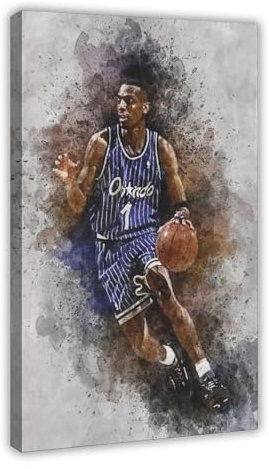MExmob Penny Hardaway Leinwand-Poster, Wandkunst, Dekordruck, Bild Gemälde für Wohnzimmer, Schlafzimmer, Dekoration, Rahmen-Stil, 60 x 90 cm