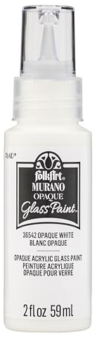 FolkArt Murano Opaque Acrylic Glass Paint, White, Perfect for Indoor and Outdoor Arts and Crafts Projects, 2 fl oz, 36542