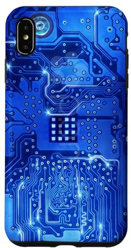 Blue Computer Motherboard Circuit Board Pattern Hülle für iPhone XS Max
