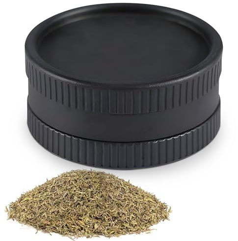 Eco Grinder/Crusher | Hanf Grinder aus Pflanzenfasern | 55x25mm 2-teilig | Bio Crusher für Kräuter Gewürze Tabak (Schwarz)