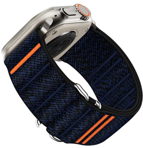Suitisbest Straps Compatible with Apple Watch Ultra Strap 49mm 46mm 45mm 44mm 42mm, Stretchy Nylon Sport Loop Strap with S-Hook for Apple Watch Ultra 2/ Ultra SE Series 10 9 8 7 6 5 4 3, Starlight