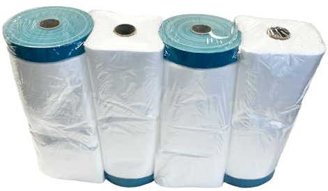 Handelskönig 4 x Gewebe-Masker 2400 mm x 20 m UV-Band Abklebeband Abdeckfolie Klebeband Folie Klebefolie UV stabil Folienklebeband Gewebeklebeband