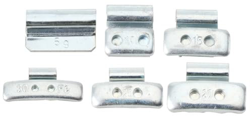 NICCOO 225 Stück Schlaggewichte, Auswuchtgewichte Wuchtgewichte Sortiment für den Einsatz auf Allen Aluminiumfelgen, (5/10/15/20/25/30g) Wheel Weight Balance Blocks aus Stahl