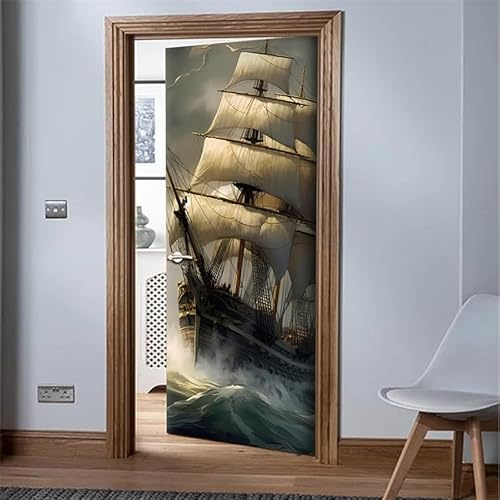 Türtapete Selbstklebend 80X200 Schiff Türtapete Selbstklebend Türposter,3D Fototapete Selbstklebend Pvc Türaufkleber Fototapeten,Bewirken Fototapete Türfolie Poster Tapete