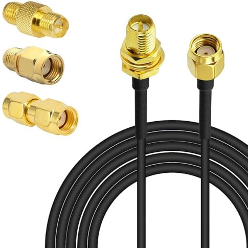YILIANDUO RP SMA Coax Cable RPSMA Male to RPSMA Female WiFi Antenna Extension Cable RG174 Coaxial Cable 3M + 3PCS SMA Antenna Adapter Set for 4G LTE Router/ 5G Modem/WiFi Antenna