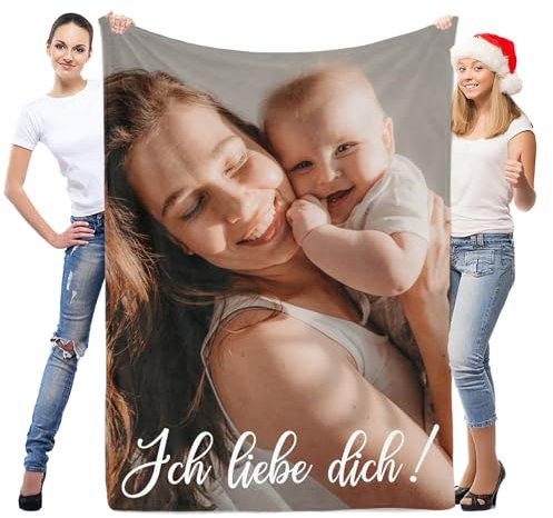 LNM Personalisierte Geschenke für Mama/Baby/Kind/Familie, Personalisierte Decke mit Foto, Personalisierte Kuscheldecke, Personalisierte Mama Decken, Personalisierte Geburtstagsgeschenk für Mama