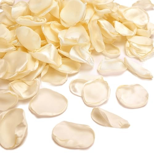 Milifox 200 Pieces Silk Flower Petal,Silk Rose Flower Petals,Realistic Reusable Champagne Rose Petals Confetti for Wedding,Party,Table Decoration,Romantic Night,Valentine's Day