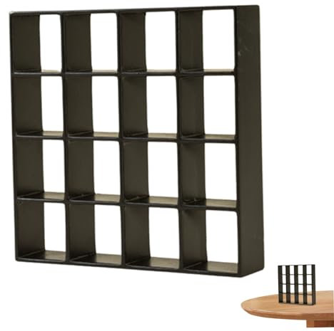 Dollhouse Bücherregal Miniatur Bücherregal Realistisches Holz 1:12 Bücherregal 16 Gitter Mini Displayregal Wand Rack Stand Dollhouse Möbelpuppenzubehör Dekorationen Schwarz schwarz
