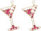 Ohrringe Weinglas für Damen,Obst Weinglas Ohrringe,Weinglas Ohrringe für Frauen,Champagner Weinglas Pfosten Tropfen Ohrringe für Frauen Schmuck, festliche Party-Ohrringe (Rosa)