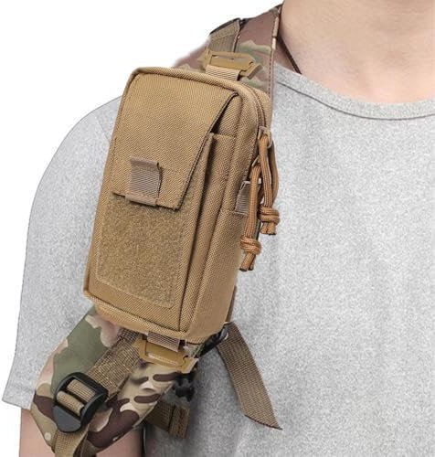 Schlankes Design, Rucksack-Handyhalterung, Schulterriemen-Tasche, Mehrzweck-Rucksack, dekorative Nylon-Befestigung, Khaki, Schwarz