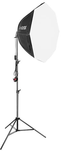 Andoer Softbox Lighting Kit, 28/70cm Octagonal Softbox, 2.1m Adjustable Metal Tripod Stands, Photography Lighting Kit for Live Streaming, Portrait, Product Photography, Video Shooting, 1 Pack
