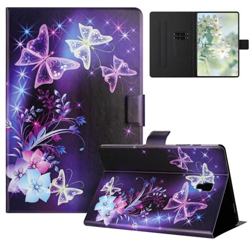 Mldjomid Funda Tableta para Samsung Galaxy Tab A 10.5 Pulgadas (SM-T590/ T595) 2018 PU Flip Protectora Carcasa con Función de Soporte para Samsung Galaxy Tab A 10.5 (2018) Cover, Mariposa Violeta