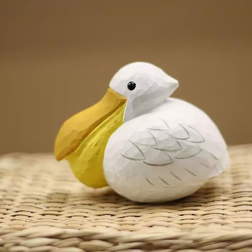 TALKLEK Handgefertigte Pelikanfigur aus Holz, kleine Pelikanstatue für Heimdekoration, Sammlerstück, Vogelgeschenk für Vogelliebhaber (L:7,5 cm x B:5,0 cm x H:5,5 cm)