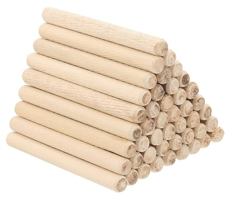 PATIKIL 120 Stück 10 x 100mm Holzdübel Set, Riffelholzdübel Holzstifte Dübel Set Gerillte Holzübelstifte Dübel Holz mit abgeschrägten Rillen für Zimmerei Möbel Tür Kunsthandwerk Projekte