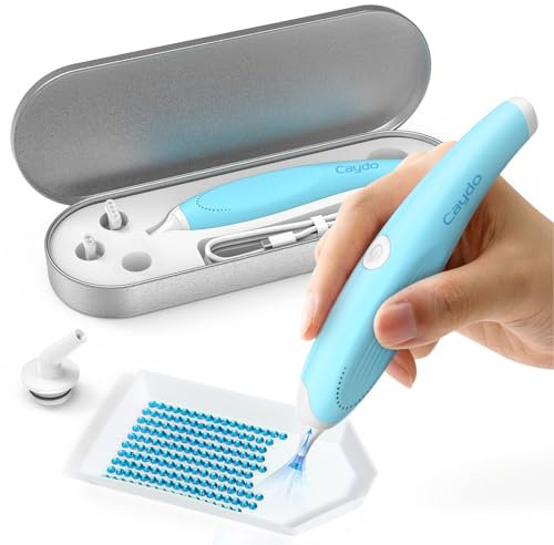Caydo Cordless Electric Diamond Painting Pen, E-Painter for Diamond Painting - Diamond Art Pen with Vacuum Technology, Ergonomic Design & Storage Tray – No Wax, Patented (Blue)