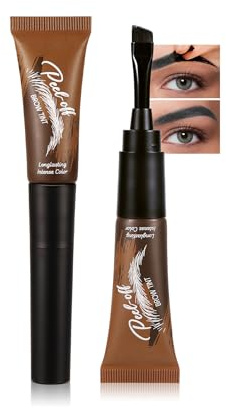 Easilydays Black Tattoo Eyebrow Gel Peel Off, Temporary Eyebrow Tint with 150°Small Curved Tray, Waterproof, Transfer-proof Fuller & Defined Brow Stain, for Women Last Up to 3 Days, #05 Black