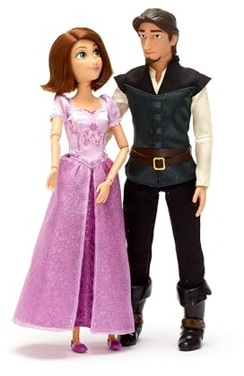 Disney Store Official - Rapunzel - Neu verföhnt - Rapunzel und Flynn Rider - Set - Klassische Puppen mit glitzerndem Kleid, kurzem Haar und Pascal Figur - Voll bewegliche Disney Prinzessin zum Sammeln