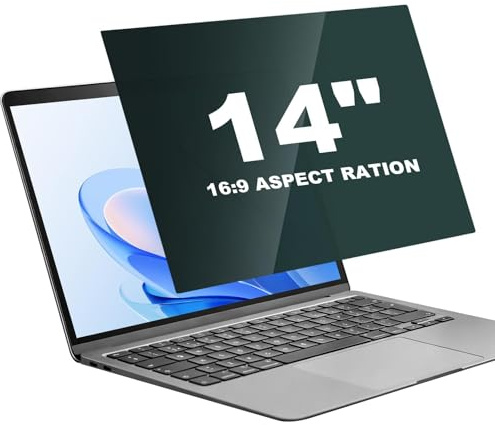 Laptop Privacy Screen protector 14 Inch 16:9 Aspect Ratio, Clip-On Type No Adhesive, Anti-Spy Two-Way Left and Right Privacy Protector, Anti-Glare and Blue Light Filter, Fits 310 x 174 mm Display