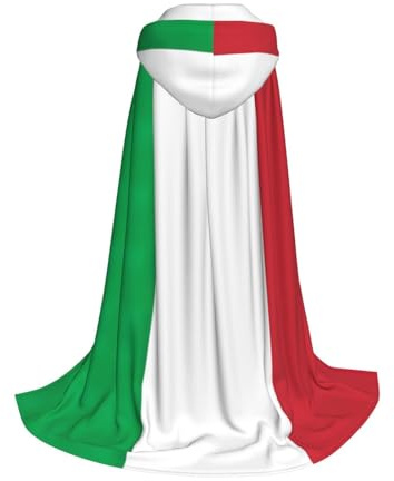 Yyoretp Mantello lungo per bambini con stampa bandiera italiana con cappuccio per Carnevale Halloween Cosplay Costume