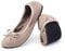 Greatonu Women's Ballet Pumps Comfort Foldable Portable Travel Slip on Slipper Bow Tie Flats Shoes Beige 5 UK