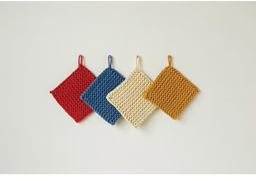 Creative Co-Op Presine quadrate in cotone all'uncinetto (set di 4 colori)