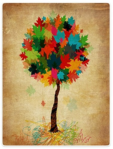 YISUMEI Decke 150x200 cm Kuscheldecken Sanft Flanell Weich Fleecedecke Bettüberwurf Bunt Baum Retro