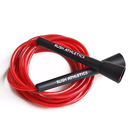 RUSH ATHLETICS Speed Rope Springseil, ideal für Boxen, MMA, Cardio-Fitnesstraining, Geschwindigkeit, verstellbar, 3,4 m, Rot RUSH ATHLETICS