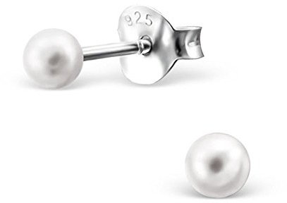 Bungsa kleine weiße Perlen Ohrstecker 3mm STERLING SILBER .925