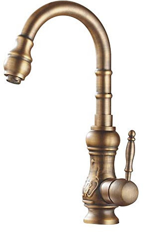 Homelavafans Einhand Antik Messing Küchenarmatur Spültischarmatur Wasserhahn Spültisch Küche (Antik Kupfer Oberfläche)