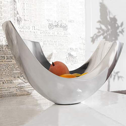 cagü außergewöhnliche Design Obstschale CLEO Silber poliertes Aluminium 35cm
