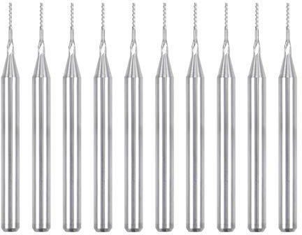 sourcing map 10Pcs 0.5mm Carbide End Mill Engraving Milling Cutter CNC Router Bits for PCB Machine, 1/8 Shank