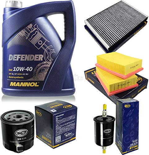Filter Set Inspektionspaket 5 Liter MANNOL Motoröl Defender 10W-40 API SL/CF SCT Germany Innenraumfilter Luftfilter Ölfilter Kraftstofffilter