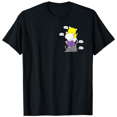 Non Binary Pride Flagge niedliche Katze Art Kawaii Kleidung T-Shirt