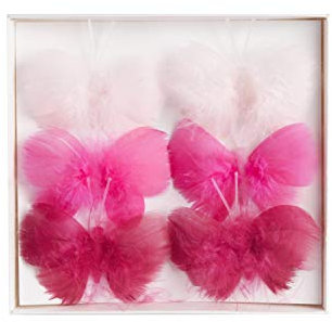Heitmann Deco Deco Feder-Schmetterlinge aus Draht - Frühling Ostern Frühlingsdeko Osterdeko - Verschiedene Pink- und Rosatöne 1983017 26 x 16.5 x 2 cm
