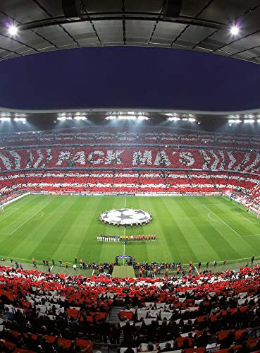 A.S. Création Fototapete Rot Weiß Blau - FC Bayern München Choreo Fußball-Stadion Verein Wanddekoration - Vliestapete 1,92 x 2,60m Tapete Wohnzimmer Schlafzimmer
