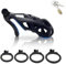 ChicLSQ Belüftung Peniskäfig Keuschheitsgürtel Set mit 4 Cockringe Klein Keuschheit Keuschheitskäfig Mann Bondage Extrem für Männer Keuschheit Penis Käfig Schwarz (Gebogener Ring-XL)