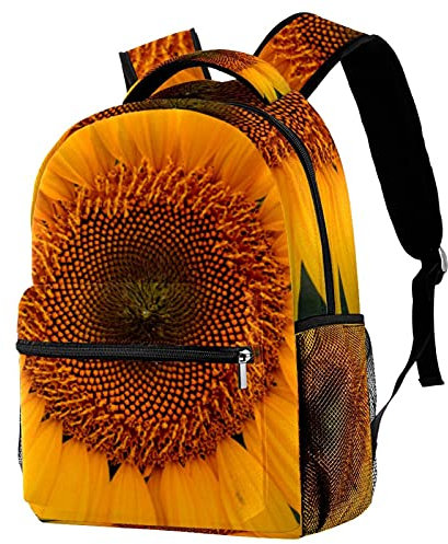 Children Casual Backpacks Space School Bag for Teenagers Girls Boys Flower Yellow Sunflower Bloom Book Bags Back Pack with Bottle Holder