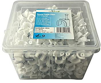 White Round Cable Clips K-Type Trade Box, 10mm- 500 Pieces