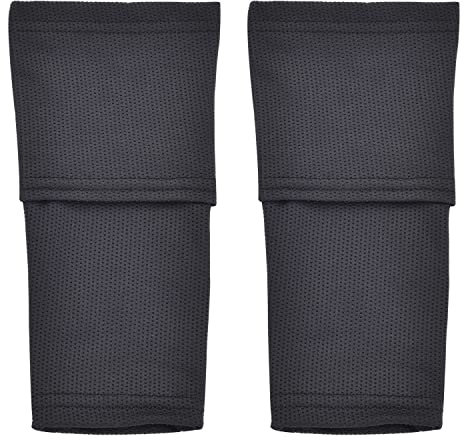 Kinder Fussball Schienbeinschonerhalter mit Optimierter Einstecktasche - Sleeves Socken für Schienbeinschoner (Schwarz S)