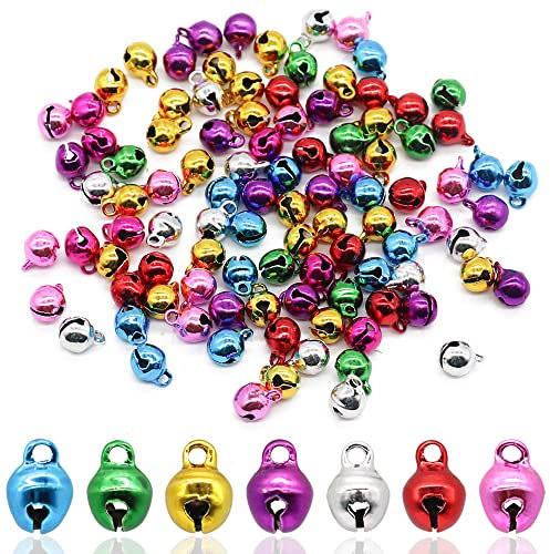 CHUNLIN Campanellini Metallo Jingle Bells Colorati 100 Pezzi ,Piccole Campanelle Natalizie per Decorazioni Natalizie Fai-da-Te Ghirlande Collari per Gatti Decorazione di Festa