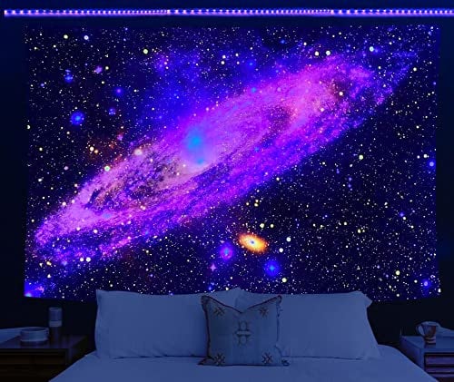 HOLAVIDA Wandteppich, Galaxie, fluoreszierender Weltraum, Sternenhimmel, abstrakter Wandbehang, ästhetisch, astronomisch, geheimnisvolle Wanddekoration (200 cm x 150 cm)