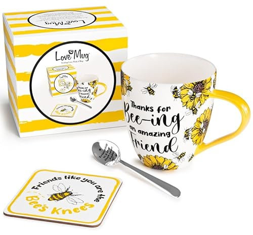 Love Mug®: A Heartfelt Friendship Gift, Featuring A Friend Mug with A Printed Message Inside, A Coaster and an Engraved Teaspoon. Beautifully Packaged and Sold by an UK Award Winning Retailer