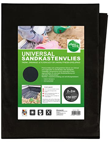 Pflanzwerk® Non-tissé pour bac à sable de qualité supérieure - 2 x 2 m - 150 g/m² - 100 % écologique - 100 % étanche