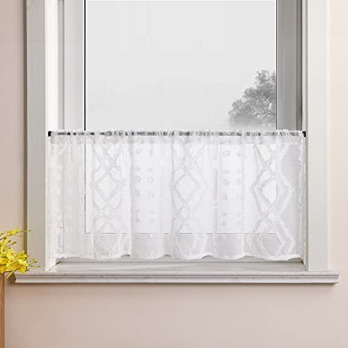 Joyswahl Voile Scheibengardine »Löwe« mit Stangendurchzug Modern Romantisch Landhausstil Küchegardine Kurzstores für Kleine Fenster & Kaffeehaus 1 Stück, BxH 140x45cm