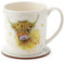 Ensemble Mug Porcelaine & Dessous de Verre Jan Pashley Highland Coo Cow - Vache