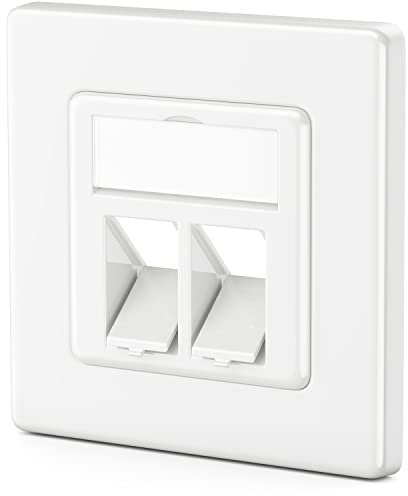 deleyCON 1x 2 Port LAN Anschlussdose Datendose Unterputzdose für Keystone Module 45° Gewinkelter Auslass für Keystone Module mit z.B. RJ45 Koaxial F-Stecker RJ-11 Cinch Klinke Toslink PS2