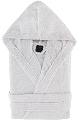 NH NOVOTEXTIL HOGAR Albornoz con capucha para adulto(unisex). Tejido 100% algodón (S, Blanco)